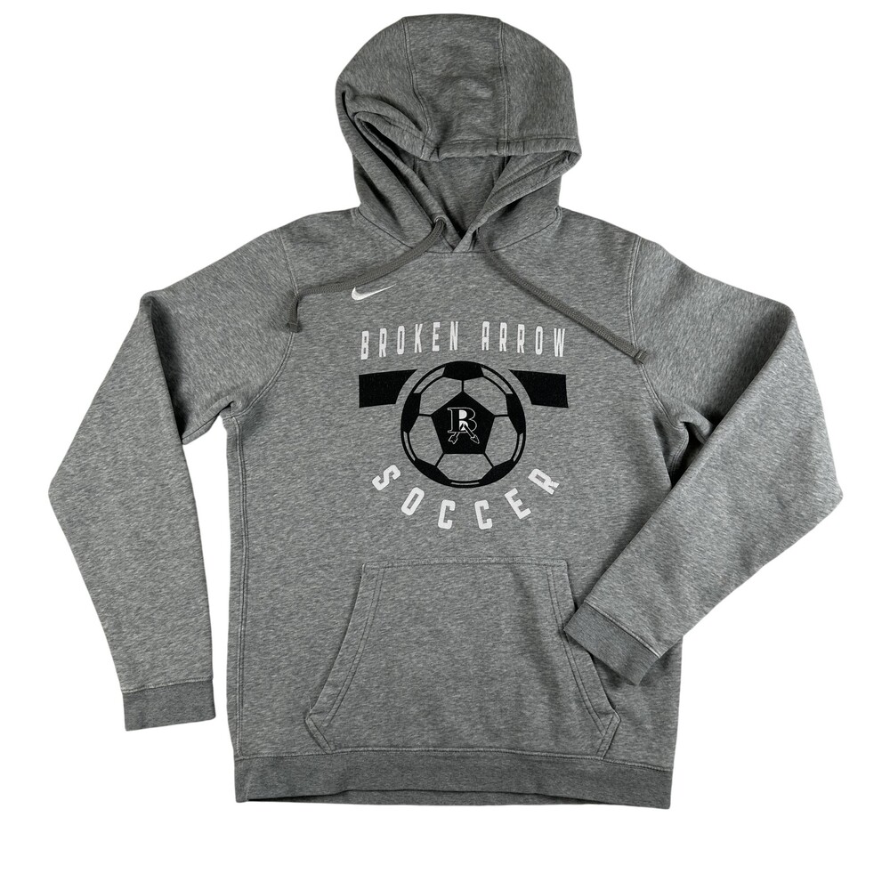 Nike Hoodie Mens Small Gray Broken Arrow Soccer Fleece Pullover Sweatshirt